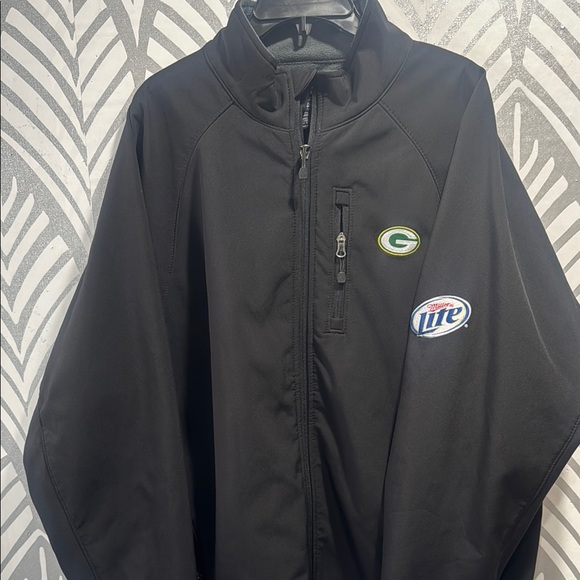 Black Green Bay Packers Performance Jacket with Full-Length Zipper - Picture 2 of 7